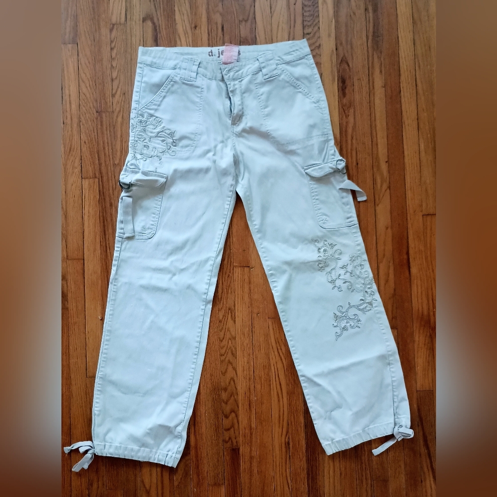 Embroidered d. jeans Women's Cargo Pants - Light Cream